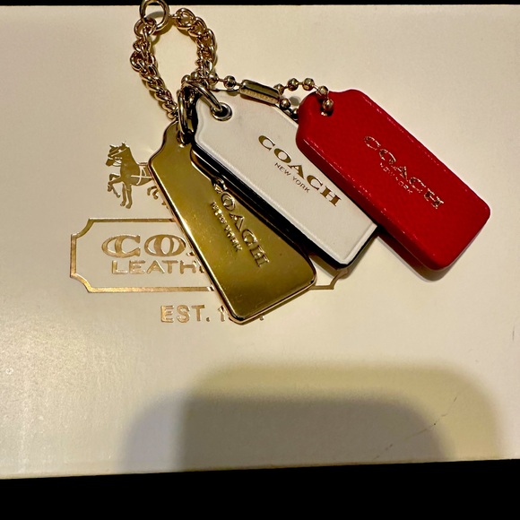 Coach Leather Tag Keychain Set - Picture 1 of 3